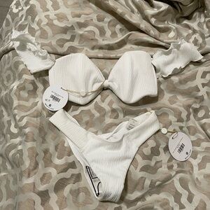 White Textured Bikini Set